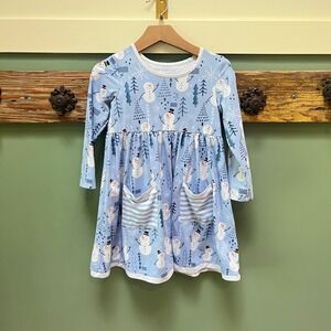 Millie Loves Lily Girls Size 5 Snowman Winter Print Long Sleeve Pocket Dress